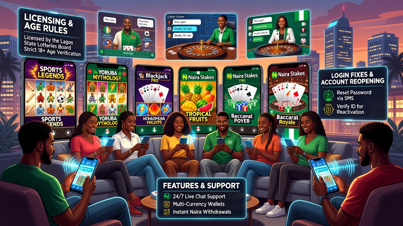 Online Casino and Mobile Gaming in Nigeria: Popular Games, Licensing, Age Rules, Features, Support, Login Fixes and Account Reopening