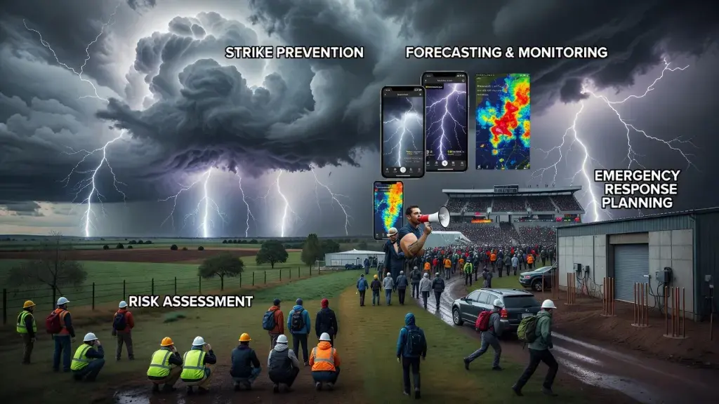 Lightning Storm Safety Strategy: Risk Assessment, Strike Prevention, Forecasting Monitoring, and Emergency Response Planning